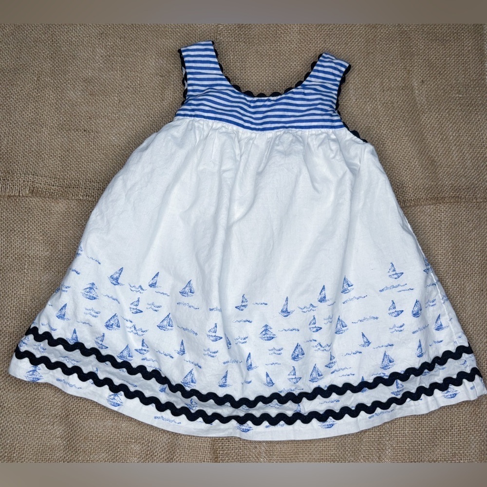 Catherine Malandrino Mini Sailboat Baby Dress 6 - 9 Mos Nautical Coastal Beach